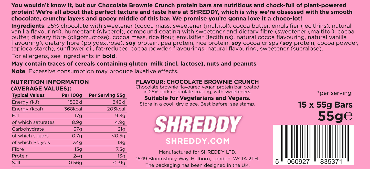 Chocolate Brownie Crunch SHREDDER Protein Bar - Single